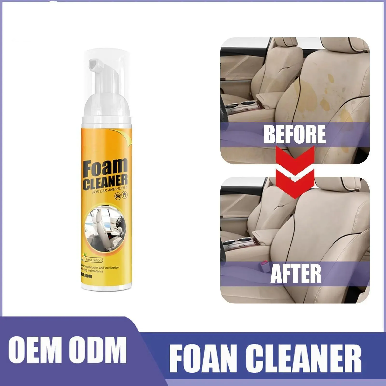 Car Interior Cleaning Foam Cleaner Car Seat Interior car cleaner Auto Leather Clean Wash Safe Portable