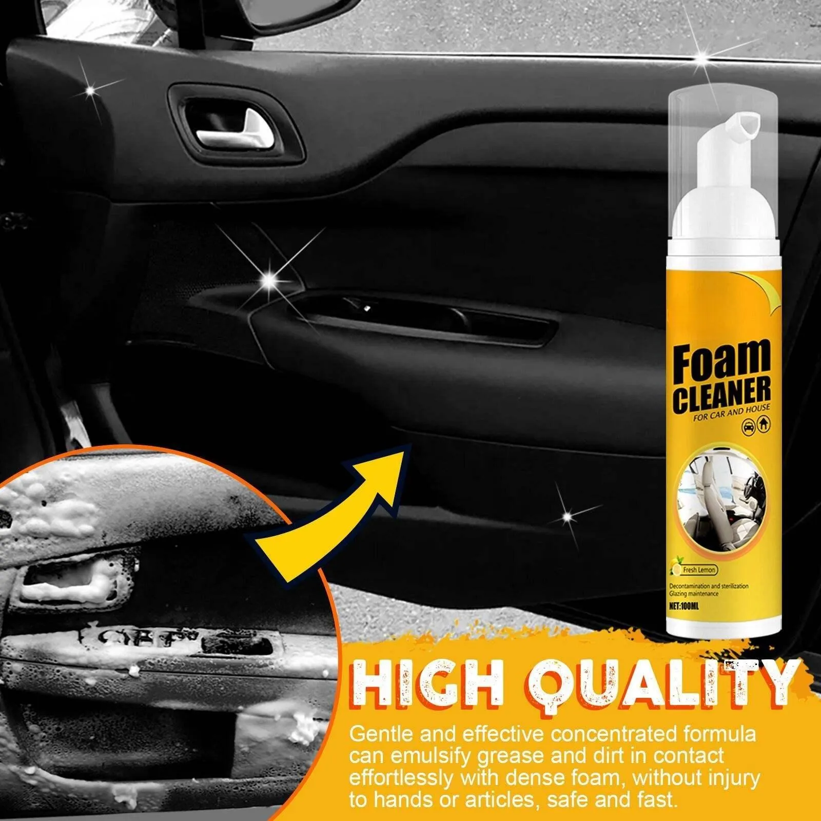 Car Interior Cleaning Foam Cleaner Car Seat Interior car cleaner Auto Leather Clean Wash Safe Portable hover