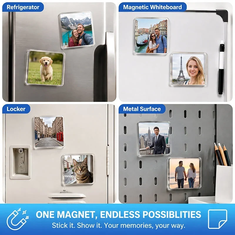 10 Pieces DIY Clear Acrylic Fridge Magnet Kit: Create your own magnets with photos and art!