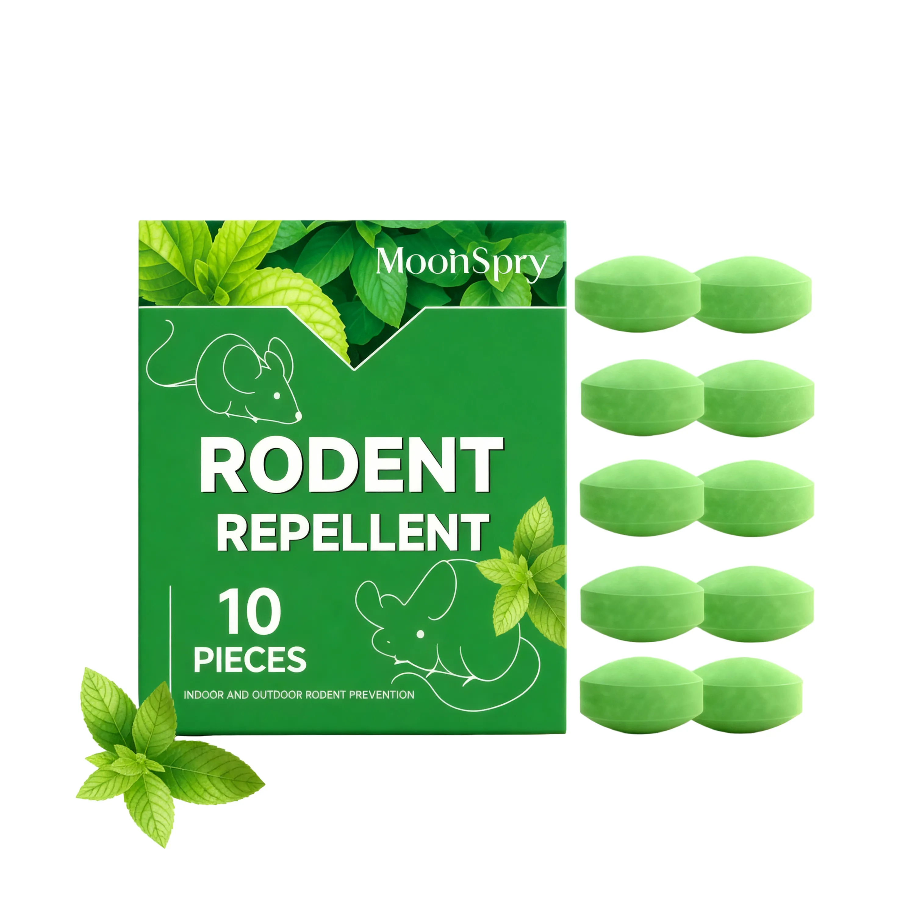 💥🟢 Natural Peppermint Rodent Repellent Tablets – 10 Pack
