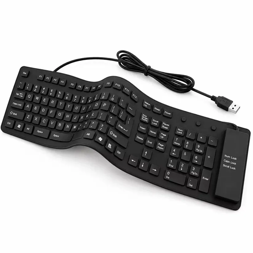 Waterproof Silicone Keyboard – Flexible Foldable Wired USB Keyboard hover