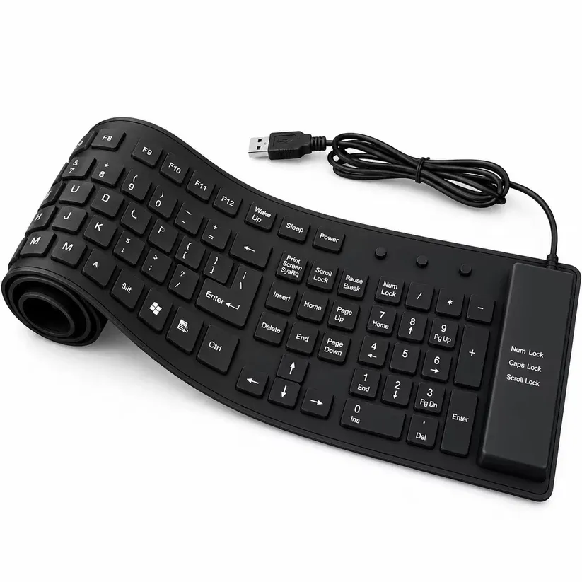 Waterproof Silicone Keyboard – Flexible Foldable Wired USB Keyboard