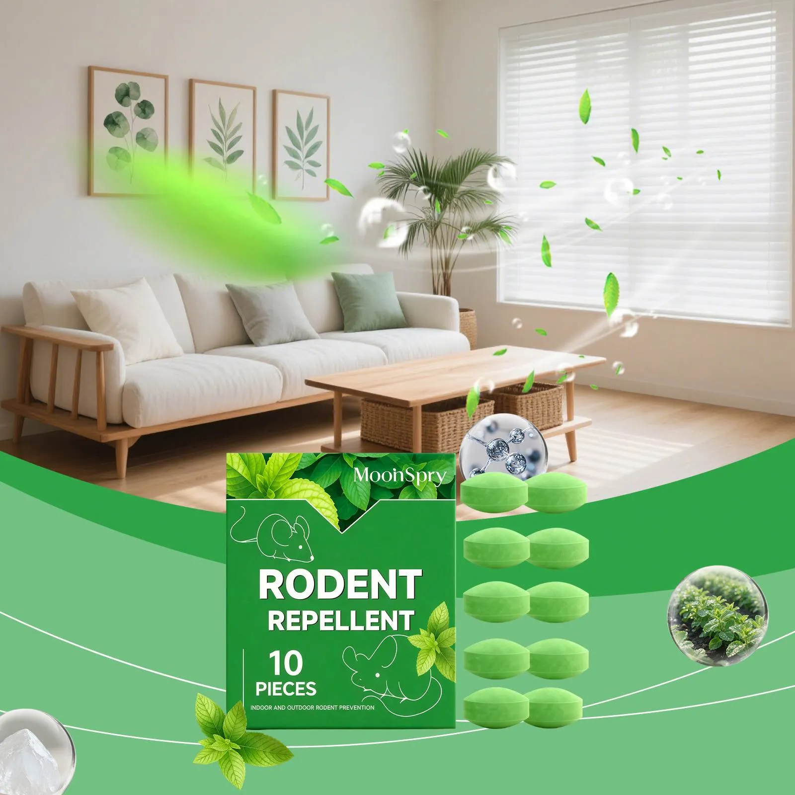 💥🟢 Natural Peppermint Rodent Repellent Tablets – 10 Pack hover